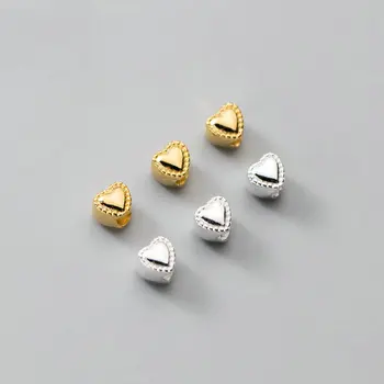 1 adet Katı 925 Ayar Gümüş Kalp Şekli Charm halka boncuk DIY bilezik Yapımı için Güzel Takı Bulma