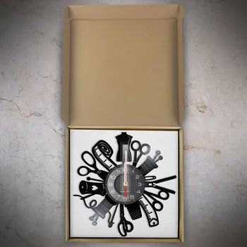 Vintage dikiş makinesi duvar saati Kapitone Vinil Kayıt Duvar Sanatı Dekoratif Saat Moda Mağazası Dekor Duvar İşareti Retro Hediye Fikri 4
