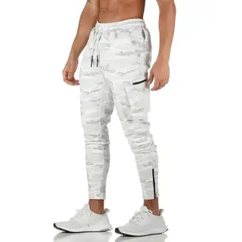 Erkekler Joggers Pantolon Sweatpants Kamuflaj İpli Elastik Bel Streetwear Kargo Pantolon Sıska Spor Pantolon Eğitim Spor Salonu