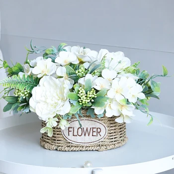 Yapay Şakayık İpek Çiçekler DIY Pembe Ortanca Plastik Sahte Çiçekler Ev Düğün Dekorasyon