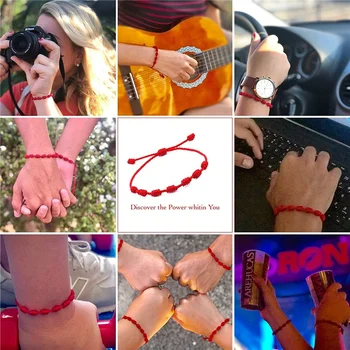 6 adet Moda El Yapımı 7 Knot Kırmızı Dize Bilezik Koruma şanslı Muska ve Dostluk Örgü Halat Bileklik Takı satış 4