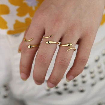 Minimal narin Altın renk sevimli hayvan kadınlar açık knuckle parmak yüzük boyutlandırılabilir