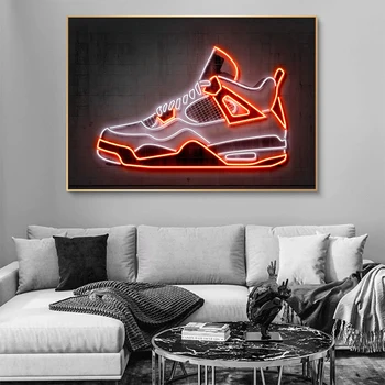 Neon Burcu Sneaker Ayakkabı Tuval Boyama Moda spor ayakkabılar Posterler Baskılar Duvar Sanatı Resimleri için Oturma oda duvar dekoru Cuadros