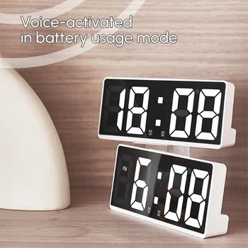 Dijital Saat Ses Kontrolü 2 Alarm Basit LED Saat Büyük Ekran Başucu Saat Kore Saat Masa Saati Modeen Masa Saati