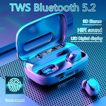 M9 TWS Bluetooth Kulaklık HiFi Stereo 5.2 Kablosuz Earphonesİn-kulak Handsfree Kulaklık Kulakiçi İçin Şarj Kutusu İle Akıllı Telefon 0