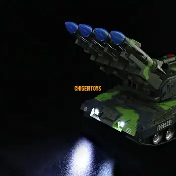 360 Dönen çocuk Oyuncak Tankı Simülasyon Modeli Kaplan Askeri Zırhlı Füze tank araba Modeli Sondaj Parlayan Oyuncak Çocuk Hediye