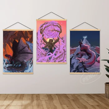 Ev Dekor Anime Ahşap Asılı Tuval Monster Hunter Dünya Resimleri Resimleri Duvar Sanat Baskılı Modüler Poster Oturma Odası 0