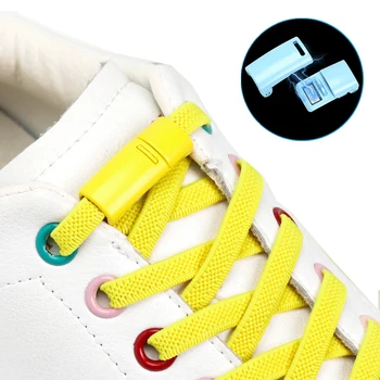 1 Çift Hiçbir Kravat Ayakkabı Bağcıkları Sneakers İçin Renk Manyetik Ayakabı Kilit Elastik Ayakkabı Bağı Düz Basit Kurulum Metal düğme