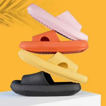 Terlik Kadın Moda Yaz kaymaz Sandalet Ayakkabı Plaj Slaytlar Yüksek Topuklu Duş Terlik Yumuşak Taban Kadın Erkek Bayanlar Banyo 0
