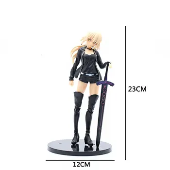 Yeni 23cm Anime Kader Kalmak Gece Saber Apocryphe Jeanned'arc jeanne D'arc Bayrak Figürleri Aksiyon oyuncak figürler Siyah Elbise