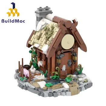 BuildMoc Viking Çiftlik Evi Yapı Taşları Set Ortaçağ Kez Ağacı Çiçek Vikings Kulübe Tuğla Oyuncaklar Çocuklar İçin doğum günü hediyesi