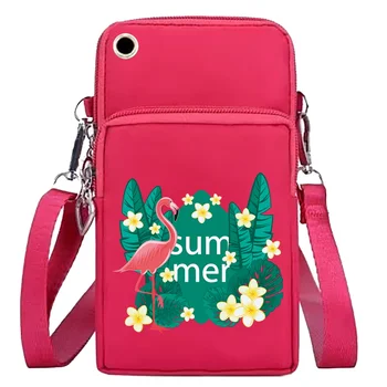 Bayanlar Crossbody Çanta Bilek Paketi Omuz askılı çanta Debriyaj Evrensel Cep Telefonu Çantası Çanta Kol Çantaları Cüzdan Flamingo Serisi