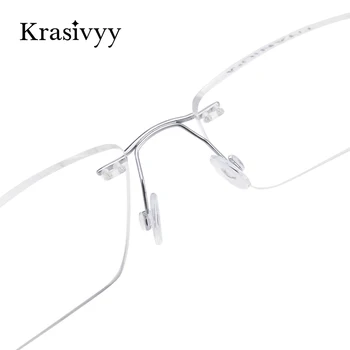 Krasivyy Ultralight Çerçevesiz Gözlük Çerçevesi Erkekler Saf Titanyum Optik Reçete Gözlük Erkek 2022 Yeni Miyopi Kare Gözlük 1