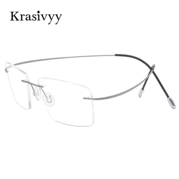 Krasivyy Ultralight Çerçevesiz Gözlük Çerçevesi Erkekler Saf Titanyum Optik Reçete Gözlük Erkek 2022 Yeni Miyopi Kare Gözlük 3