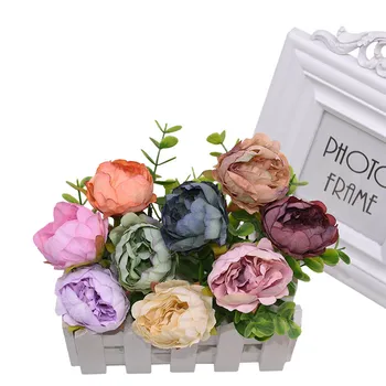 5 adet / grup 5cm Dekoratif Yapay Şakayık Çiçek Başları Güz Canlı İpek Sahte Çiçekler Scrapbooking Düğün Ev Dekorasyon İçin