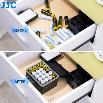 JJC 18650 Pil Kutusu AA AAA Pil Kamera Piller Tutucu Kılıf Su Geçirmez USB Flash sürücü muhafazası ABS ve EVA Köpük anti-statik