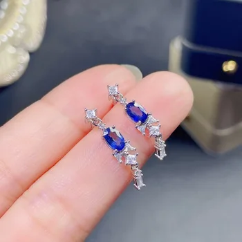 Uilz İnce Mavi Geometri Zirkon Kristal Damla Moda Kadınlar Hediye için Saf Gümüş Rengi Büyüleyici Düğün Takı Küpe