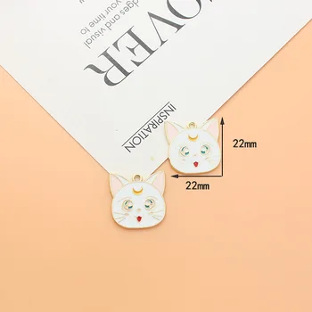 10 adet 22x22mm Kawaii Emaye Kedi Takılar Takı Yapımı için Moda Kolye Kolye Bilezik Küpe Charms Dıy Zanaat Aksesuarları 3