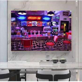 5D Elmas Boyama 50 s Diner Odası Bar Çapraz Dikiş Tam Kare Yuvarlak Elmas Nakış Scenic Rhinestone Kiti Ev dekor