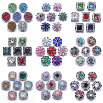 10 adet / grup Toptan Renkli Yapış Takı 18mm Yapış Düğmeler Mix Rhinestone Metal Çiçek Snaps Düğmeler Yapış Bilezik Bileklik 4