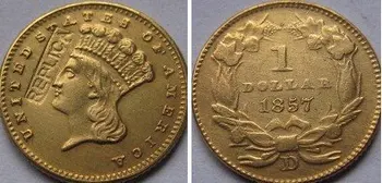 $1 altın 1857-D kopya paraları