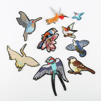 Güzel Küçük Kuş Yama dikmek Demir Nakış Aplikler Giyim Sırt Çantası Etiket Dıy Aksesuar