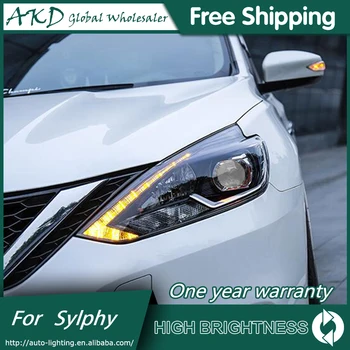 AKD Araba stil Kafa Lambası Yeni Nissan Sylphy Farlar 2016-2018 Sentra Almera LED Far D2H Hıd Bi Xenon ışın 0