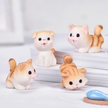 Sevimli Kediler Plastik Oyuncaklar Çocuklar için çocuk Oyuncak Mini Karikatür Kedi Balık Hayvanlar Modelleri doğum günü hediyesi DIY Süsler Ev Araba Dekor 0