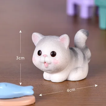 Sevimli Kediler Plastik Oyuncaklar Çocuklar için çocuk Oyuncak Mini Karikatür Kedi Balık Hayvanlar Modelleri doğum günü hediyesi DIY Süsler Ev Araba Dekor 4