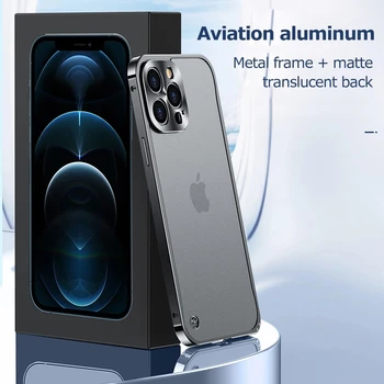 Lüks Metal Çerçeve Lens Koruma iPhone 11 12 13 14Pro Max 12 /13MİNİ 14 ARTI Alüminyum Mat Saydam Telefon Case Arka