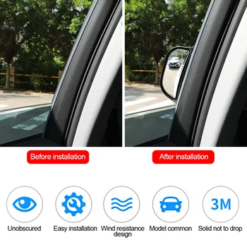 Araba Dikiz Aynası Evrensel Geniş açı Kör Nokta Ayna B Pillar Arka Koltuk Yardımcı Gözlem Aynası Güvenlik Sürüş