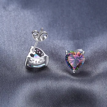 JewelryPalace Kalp Doğal Gökkuşağı Yangın Mistik Kuvars 925 gümüş Saplama Küpe Kadınlar ıçin Renkli Taş Takı 0
