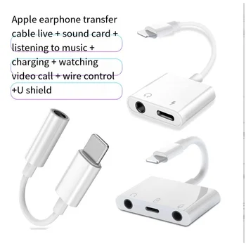 Apple iphone kulaklık adaptörü 2'si 1 arada 3,5 mm yıldırım cep telefonu ses adaptör kablosu 5