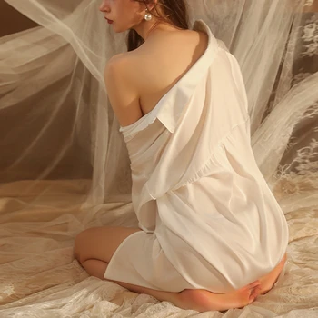 Kadın Yeni İç Çamaşırı Backless Dantel V Yaka Kıyafeti Saten Gecelik Gecelik Yaz Seksi gece elbisesi Dantel Gecelik 3