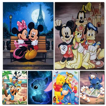 Winnie The Pooh Elmas Boyama Tam Matkap Seti Mickey Mouse Elmas Mozaik Çapraz Dikiş El Sanatları Taklidi Sanat D273