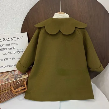 Kızlar Yün Ceket Ceket Pamuk Dış Giyim 2022 Yeşil Sıcak Kalınlaşmak Kadife Kış Nefes Noel çocuk giyim