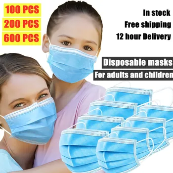 5-600 ADET Tek Kullanımlık Yüz Ağız Maskesi 3 Katmanlar Yetişkinler Çocuklar Mascarillas Quirurgicas Homologadas Maske Chirurgical Olmayan dokuma Filtre