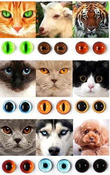 6/8/10 / 12mm 100 Adet Cam Gözler Bezemeler için DIY Dikiş Bebekler El Sanatları Aksesuarları Kedi Gözü Dinozor Gözü Yuvarlak Cabochon 0