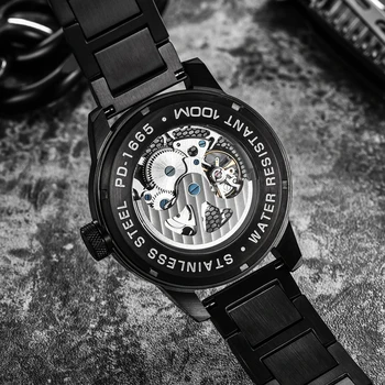 PAGANI tasarım erkek kuvars saatler Üst Marka Lüks Altın İskelet Kol Saati Erkekler Tourbillon Paslanmaz çelik Su Geçirmez Saat Adam 0