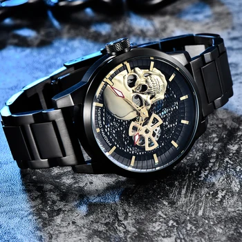 PAGANI tasarım erkek kuvars saatler Üst Marka Lüks Altın İskelet Kol Saati Erkekler Tourbillon Paslanmaz çelik Su Geçirmez Saat Adam 1