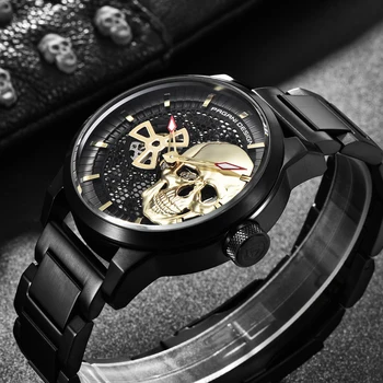 PAGANI tasarım erkek kuvars saatler Üst Marka Lüks Altın İskelet Kol Saati Erkekler Tourbillon Paslanmaz çelik Su Geçirmez Saat Adam 4