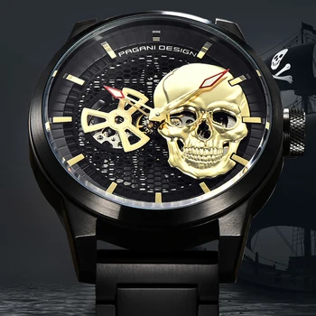 PAGANI tasarım erkek kuvars saatler Üst Marka Lüks Altın İskelet Kol Saati Erkekler Tourbillon Paslanmaz çelik Su Geçirmez Saat Adam 5
