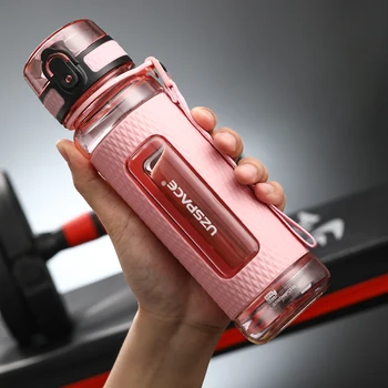 UZSPACE spor su şişeleri spor sızdırmaz damla geçirmez taşınabilir Shaker açık seyahat su ısıtıcısı plastik içecek su şişesi BPA ücretsiz