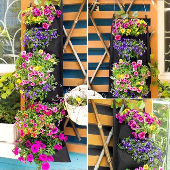 Bahçe Ekici Çiçek Tencere Dikey Asılı Düzeni Su Geçirmez Duvara Monte Asılı Saksı Çantası Kapalı Dış Mekan Kullanımı için Ev Bahçe