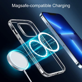 Manyetik Kablosuz Magsafing Kılıfı iPhone 7 8 Artı SE3 2022 SE 2020 11 12 13 Mini Pro XS X XR Max Mermer Silikon Şeffaf Fundas