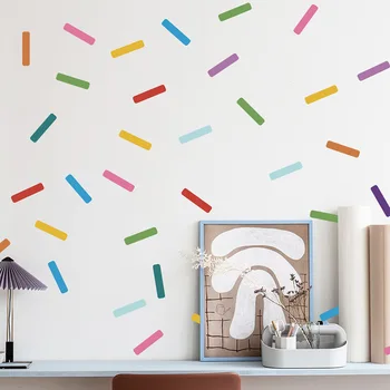 Renkli Şerit Şekli Duvar Sticker Çocuk Odası çocuk Yatak Odası Oturma Odası Duvar Kağıdı Ev Dekorasyon DIY Kendinden yapışkan çıkartmalar