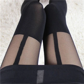 Seksi Kadın Siyah Sahte Jartiyer Kemer Askı Tayt Diz Üzerinde Çorap Çorap Hediyeler Toptan