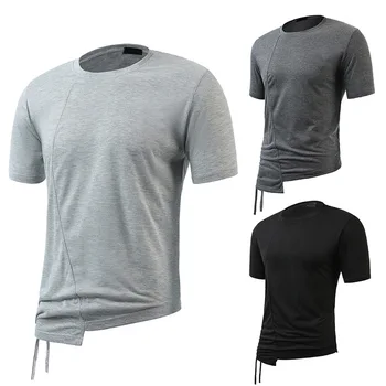 2022 Yeni erkek Yaz O-Boyun T-shirt Erkek Düz Renk Kısa Kollu t Gömlek Casual Fitness Spor Salonları Gömlek Tops S-2XL