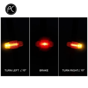 PCycling bisiklet ışığı Akıllı Dönüş fren sinyal ışığı USB şarj edilebilir ışık COB LED bisiklet ışıkları Bisiklet Lazer Arka Lambası 4