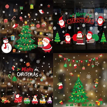 Joy-Enlıfe Noel duvar çıkartmaları pencere camı çıkartmaları 2022 kar tanesi Süsler Noel Yeni Yıl Ev dekorasyon Merry Christmas